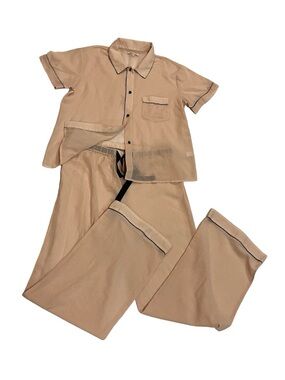 HTF Morgan Lane Cotton Gauge Self Pajama PJ SET In Blush Sz M Loungewear Cruise